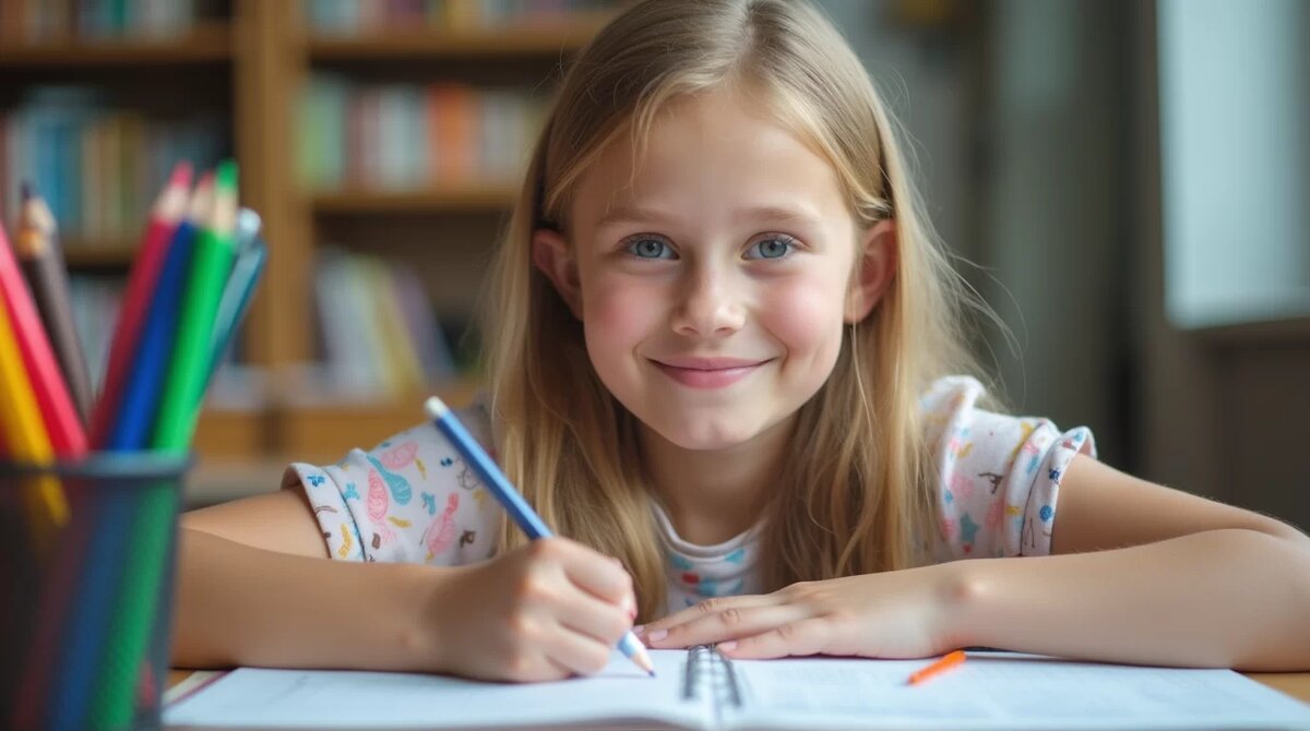    Девочка выполняет упражнения по русскому языку askmy.ru