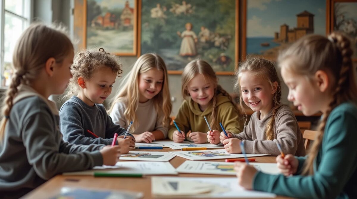    Школьники знакомятся с творчеством великих художников на уроке изобразительного искусства askmy.ru