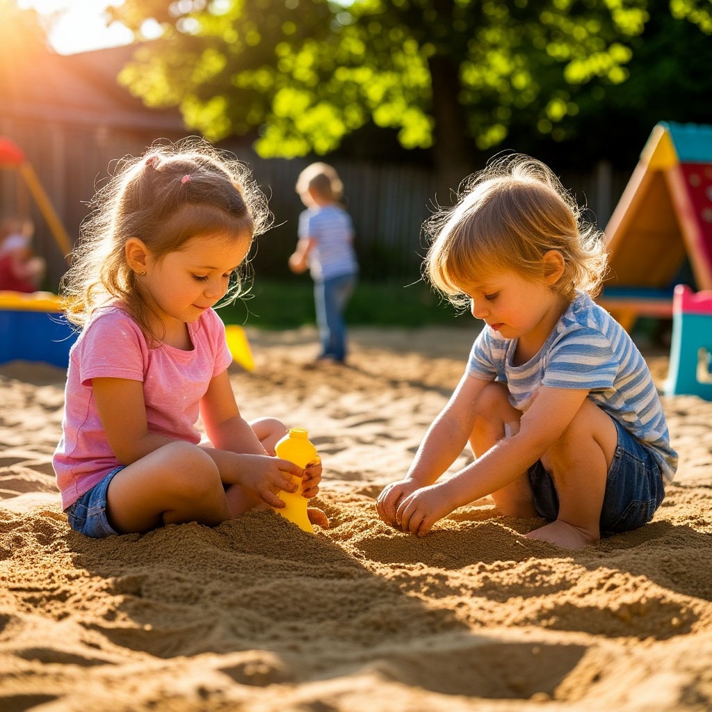 Дети играют в песочнице
