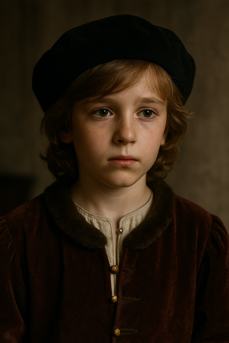 Эдуард V, принц из Тауэра
Тонкое лицо, детская серьёзность, глаза, ещё не знавшие предательства. Юный Эдуард исчез в Тауэре вместе с братом, оставив после себя тишину, которую не может нарушить даже правда.