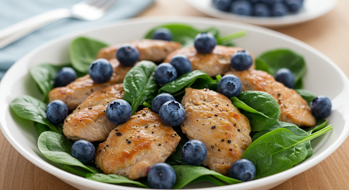 Индейка с черникой и шпинатом