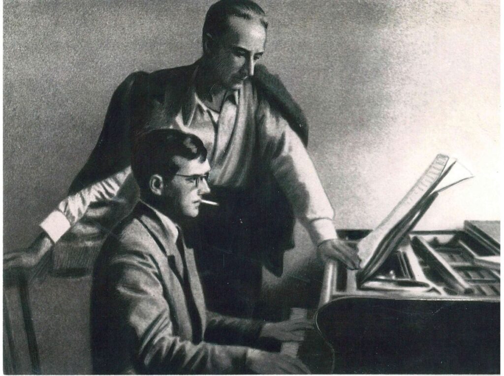 Д.Д. Шостакович и Е.А. Мравинский в Новосибирске, июль 1942 года © Библиотека Санкт-Петербургской академической филармонии им Д.Д. Шостаковича