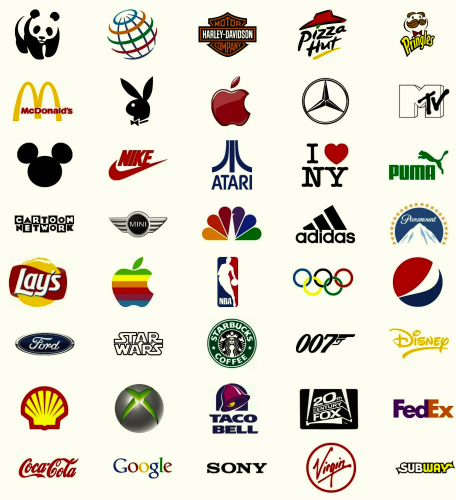узнаваемые логотипы разных компаний