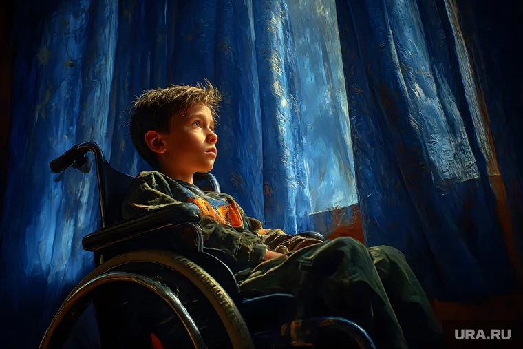 С самого рождения Роман борется с тяжелыми последствиями ДЦП
Фото: Создано в Midjourney © URA.RU