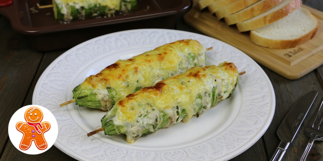 Шашлычки из кабачка и курицы в духовке