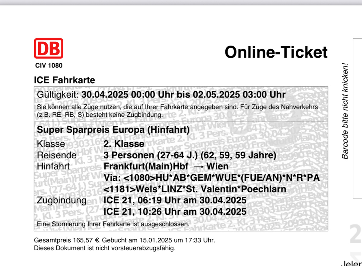 В 6.19 мы сели в Германии (Франкфурт) в 10.26 мы прибыли в Австрию (Вена).
