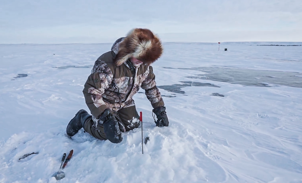 Кадр из видео «Рыбалка на Ямале. Режь леску - щука слишком большая | С полем!»/АНО «Ямал-Медиа» 