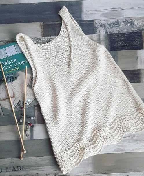 летняя майка спицами для женщины