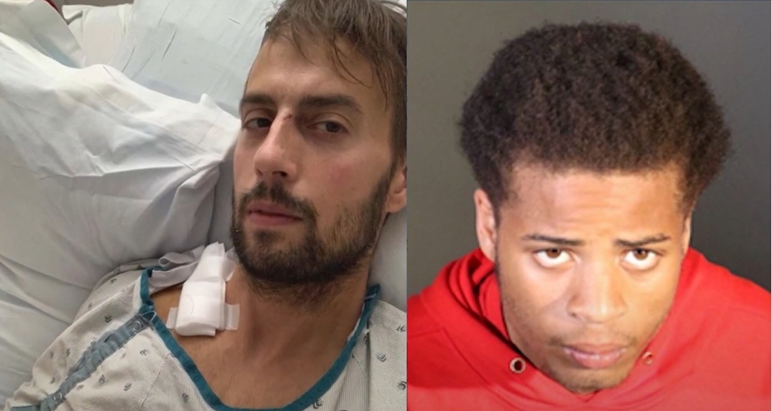 Слева Райан Фишер постарадавший, справа один из преступников. 