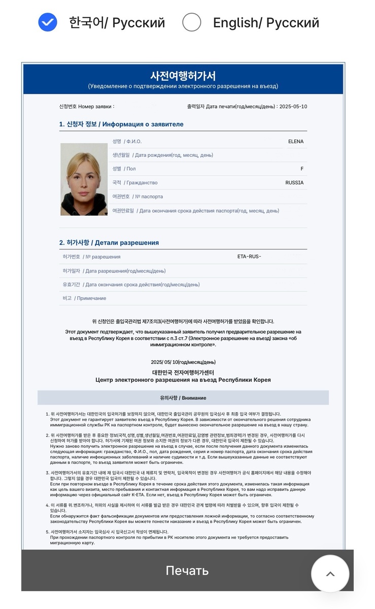 Так выглядит разрешение на въезд