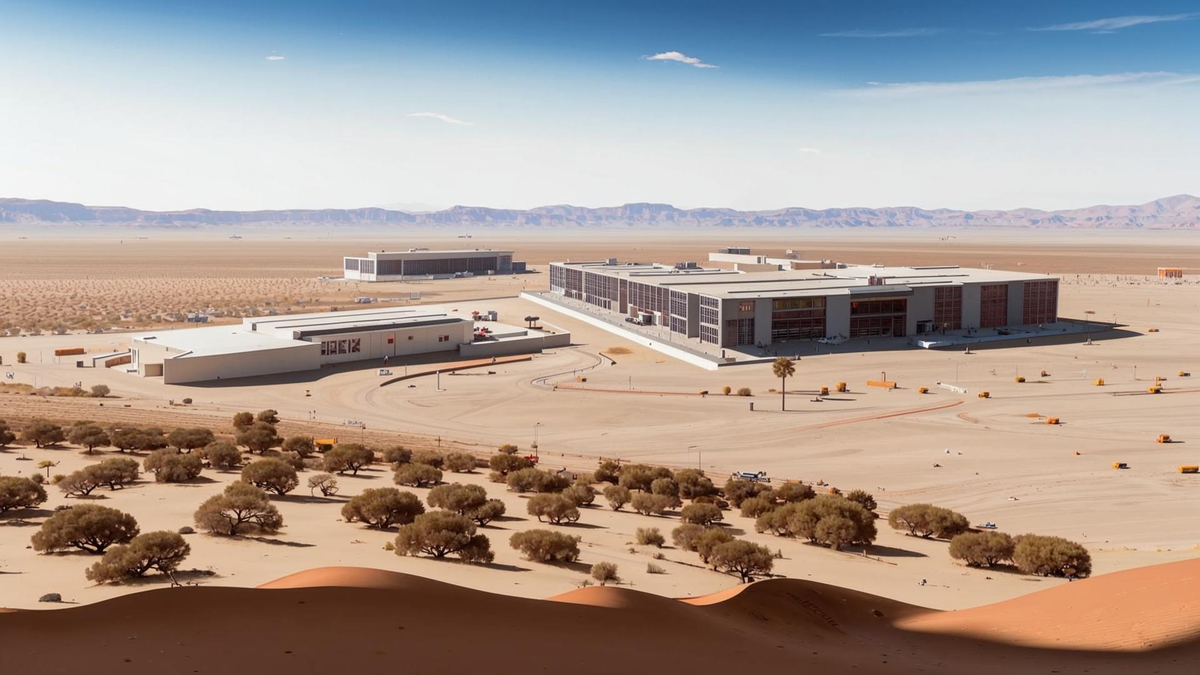 Фото №1: data центр какой-то известной компании в какой-то пустыне.