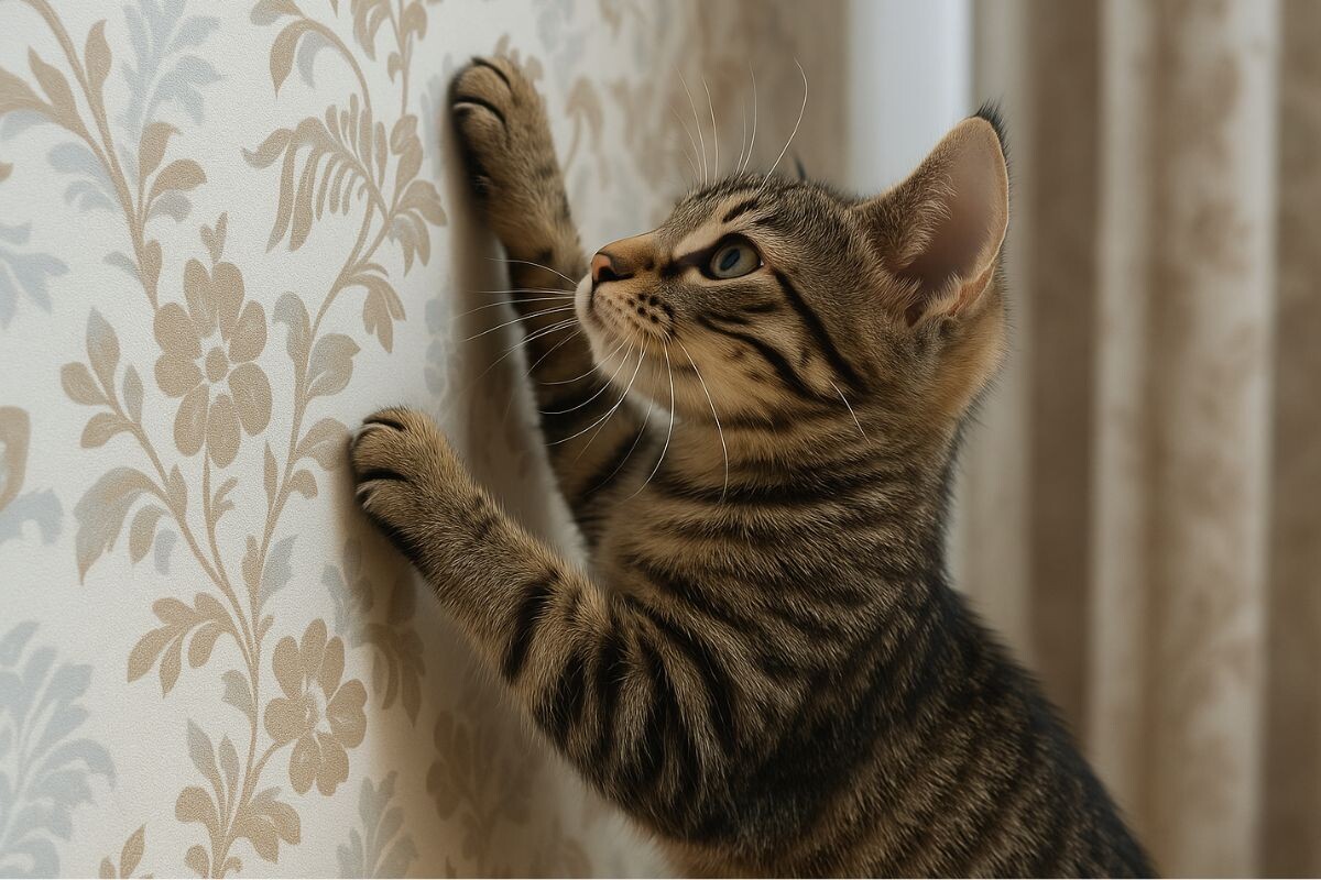 Как отучить кота драть обои