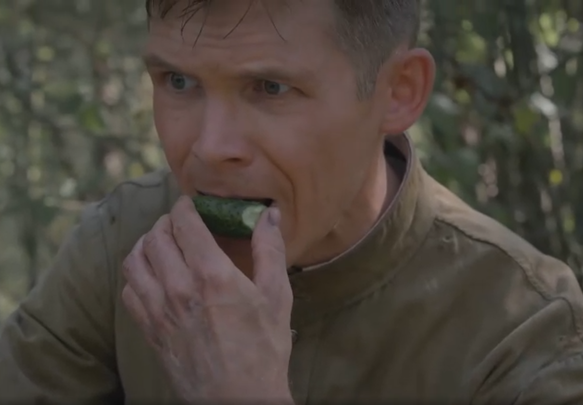 Видимо, Таманцев, что доставил улики Алёхину, был голодным... Если бы он съел овощ полностью, то стало бы понятно дальнейшее забвение огуречного лейтмотива. На нет - и суда нет!