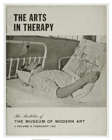 Обложка журнала, посвященная выставке «Искусство в терапии» в MoMA, 1943, Нью-Йорк, которая впервые публично объединила искусство и исцеление. 