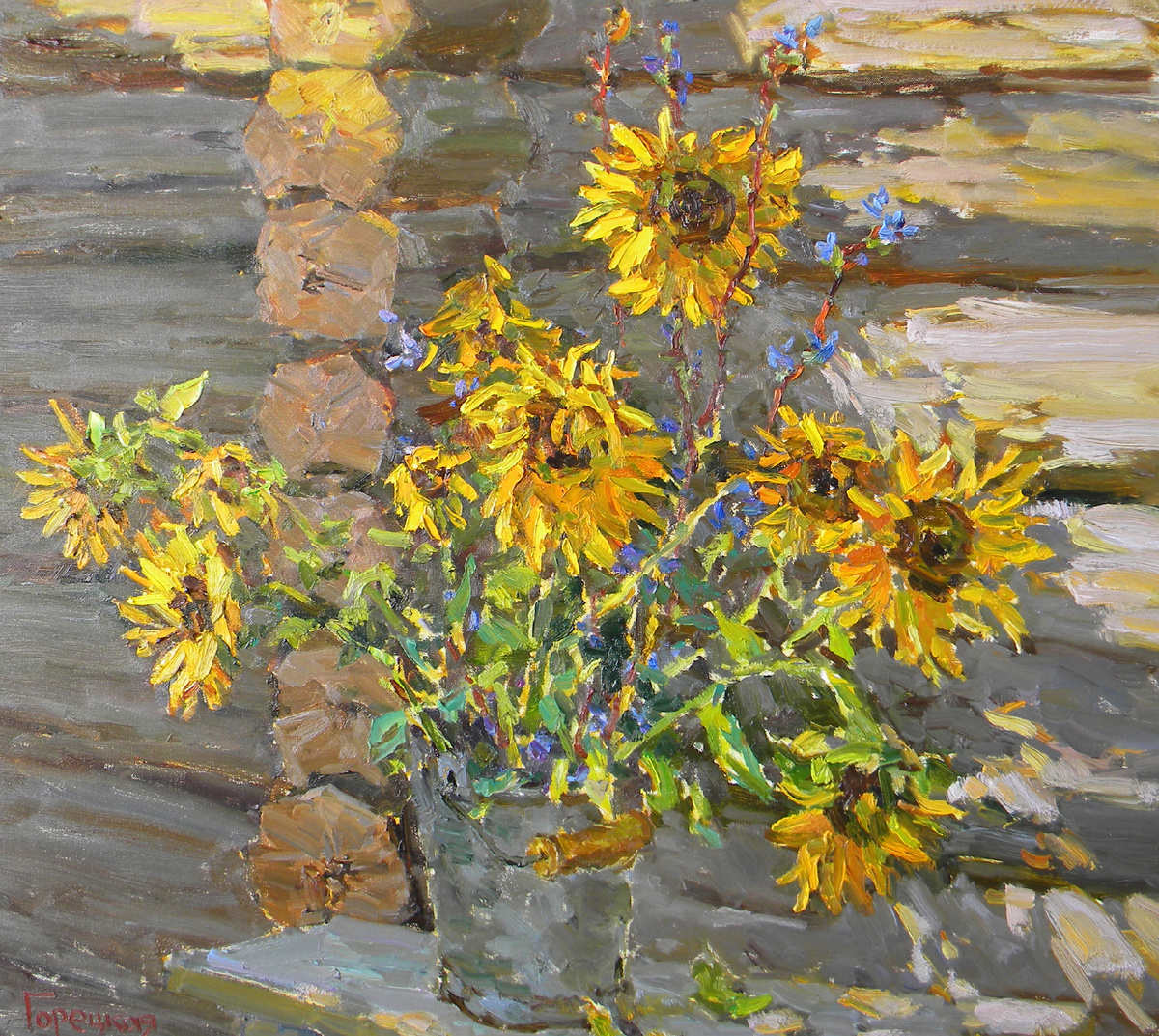 Полина Горецкая "Подсолнухи" 2024 холст, масло 90х100