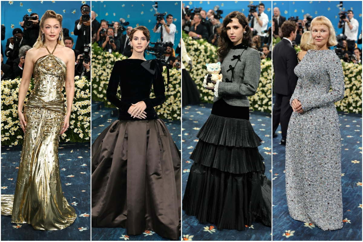 Gigi Hadid in Miu Miu, Lana Del Rey in Valentino, Clairo in Valentino, Pamela Anderson. ©Getty Images.