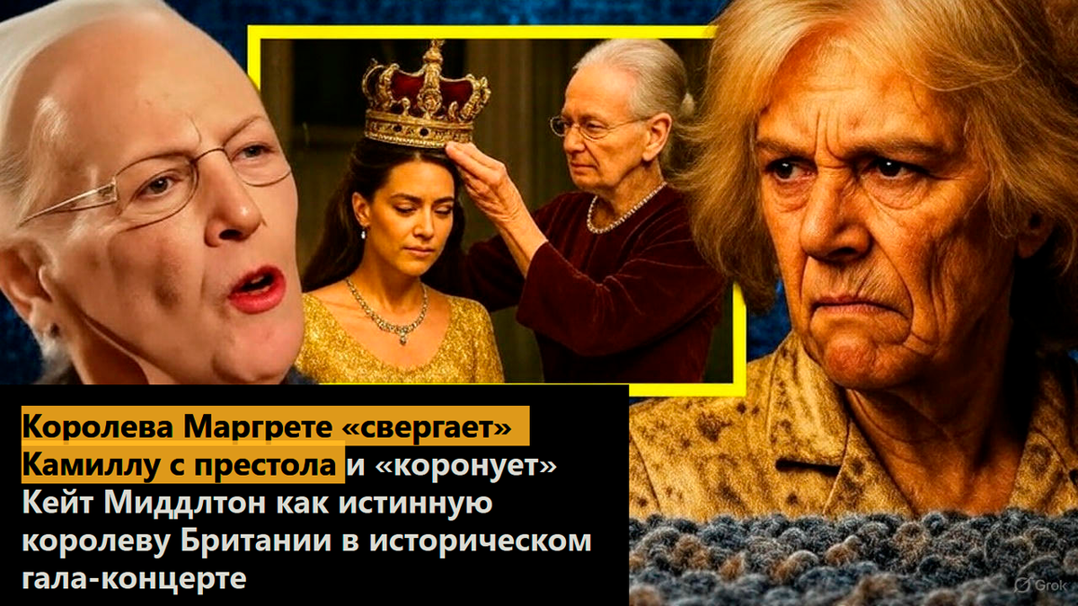 Королева Маргрете «свергает» Камиллу с престола и «коронует» Кейт Миддлтон как истинную королеву Британии в историческом гала-концерте