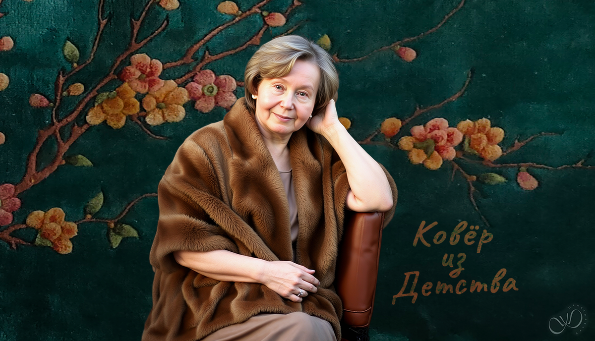 Фото автора GenuineLera в реале (ковёр) и в нейросети Krea (портрет), 2025