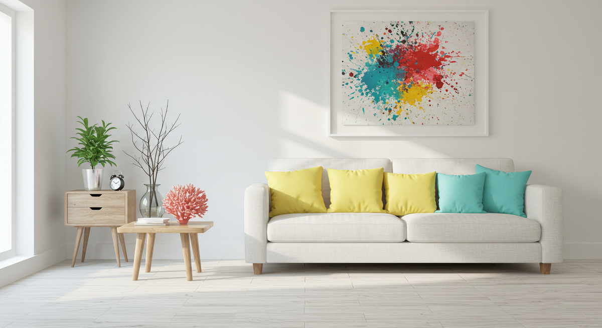 Добавьте яркие акценты, чтобы оживить белый интерьер.