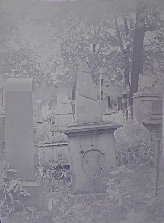 Н.Д. Ковешников. Группа надгробий в юго-западном углу кладбища и надгробие Д.С. Салтыковой. Вид с севера. Август, 1962 г.
