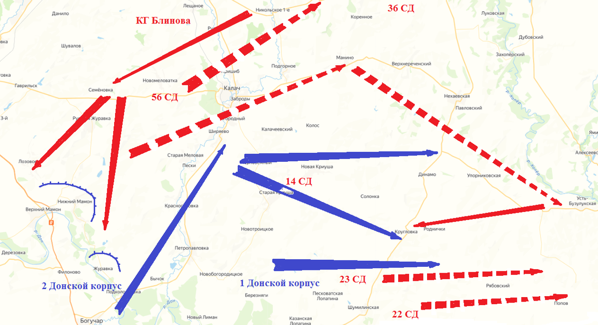 Боевые действия на участке 9-й армии. Схема автора