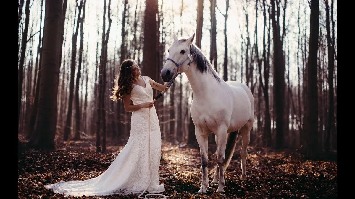 Девушка с белым конем