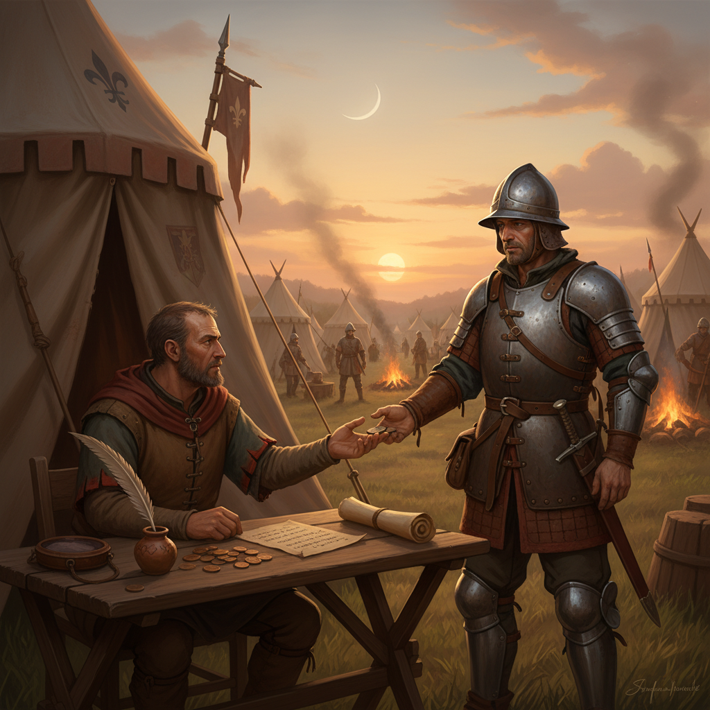 На привале в военном лагере.