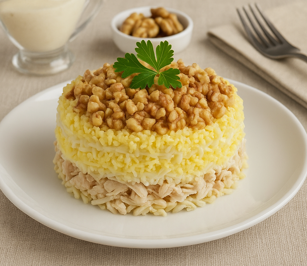 Салат «Принц» с курицей и орехами 