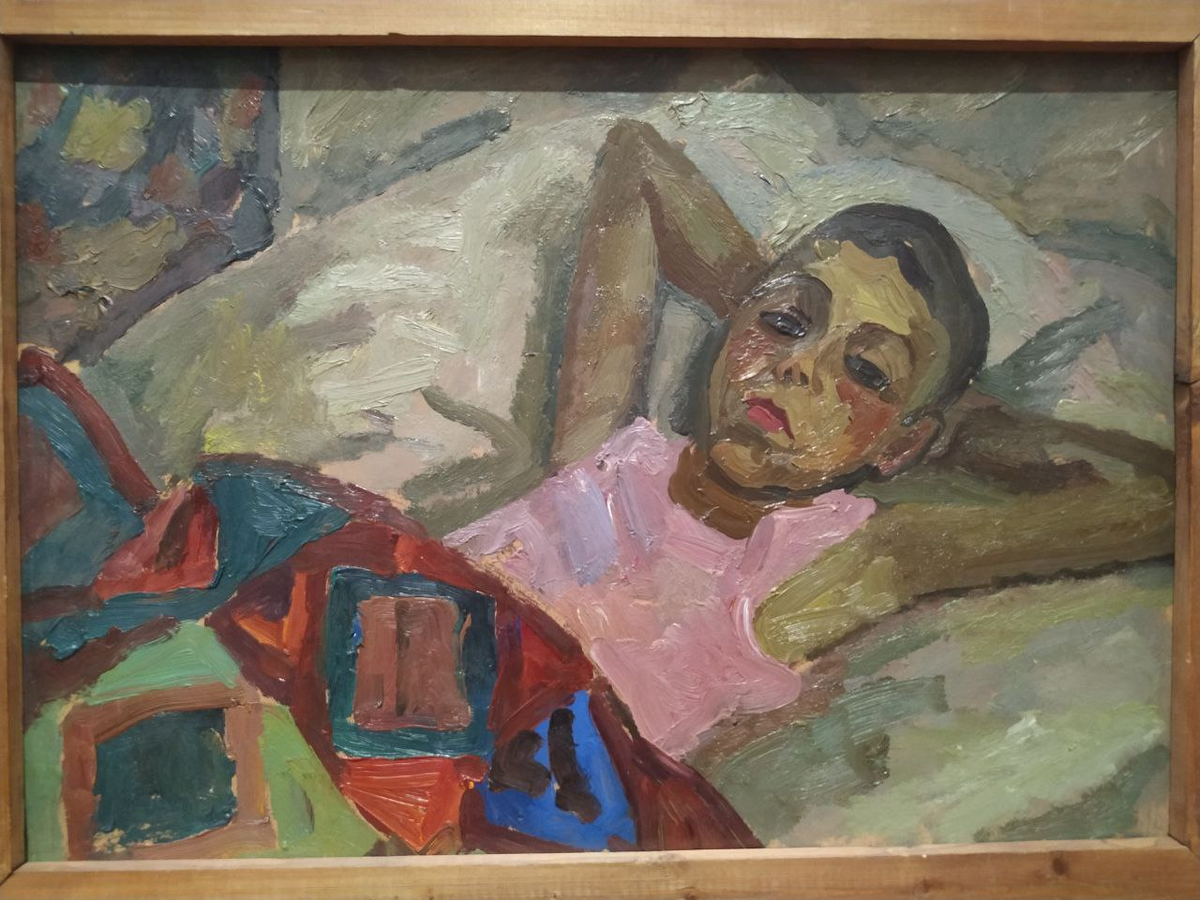 В.Е.Попков. Алёша под лоскутным одеялом. 1963. Собрание семьи художника. © Фотография А.А.Семененко. Ссылка обязательна.