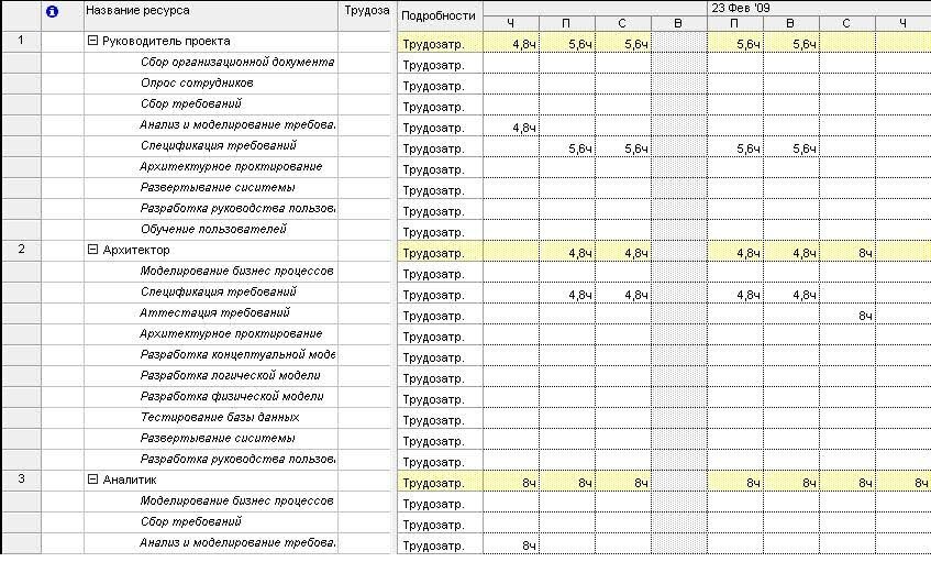 Обычно в ресурсном плане указывают задачи, сроки и количество задействованных ресурсов. Также в нём можно прописать бюджет на каждую задачу