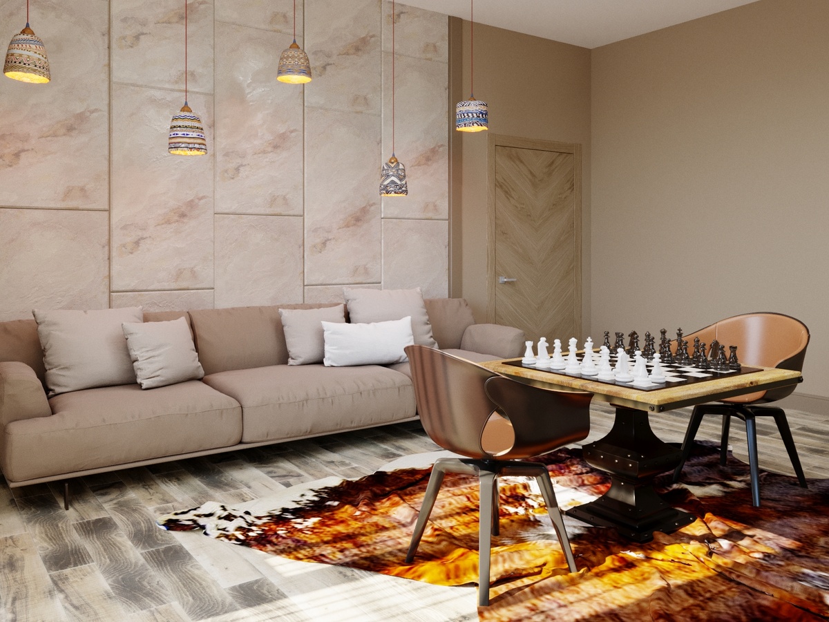 Интерьер гостиной в доме в Красной поляне.