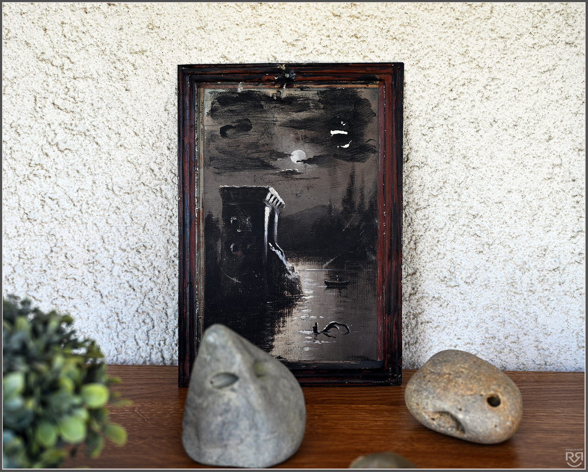 Картина неизвестного художника, нарисованная поверх литографии. Изготовитель литографии "Металлтрест" Одесса, по заказу издательства "Московский рабочий" Москва. Фото: Михаил Рябинин