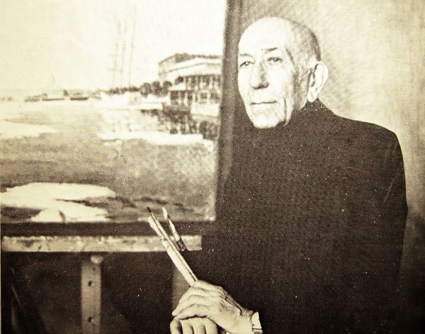 Е.Д. Падва у мольберта. Фотография 1970-х годов