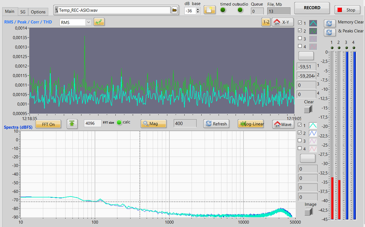 по RMS шум ленты -59 дБ! а по спектру ...