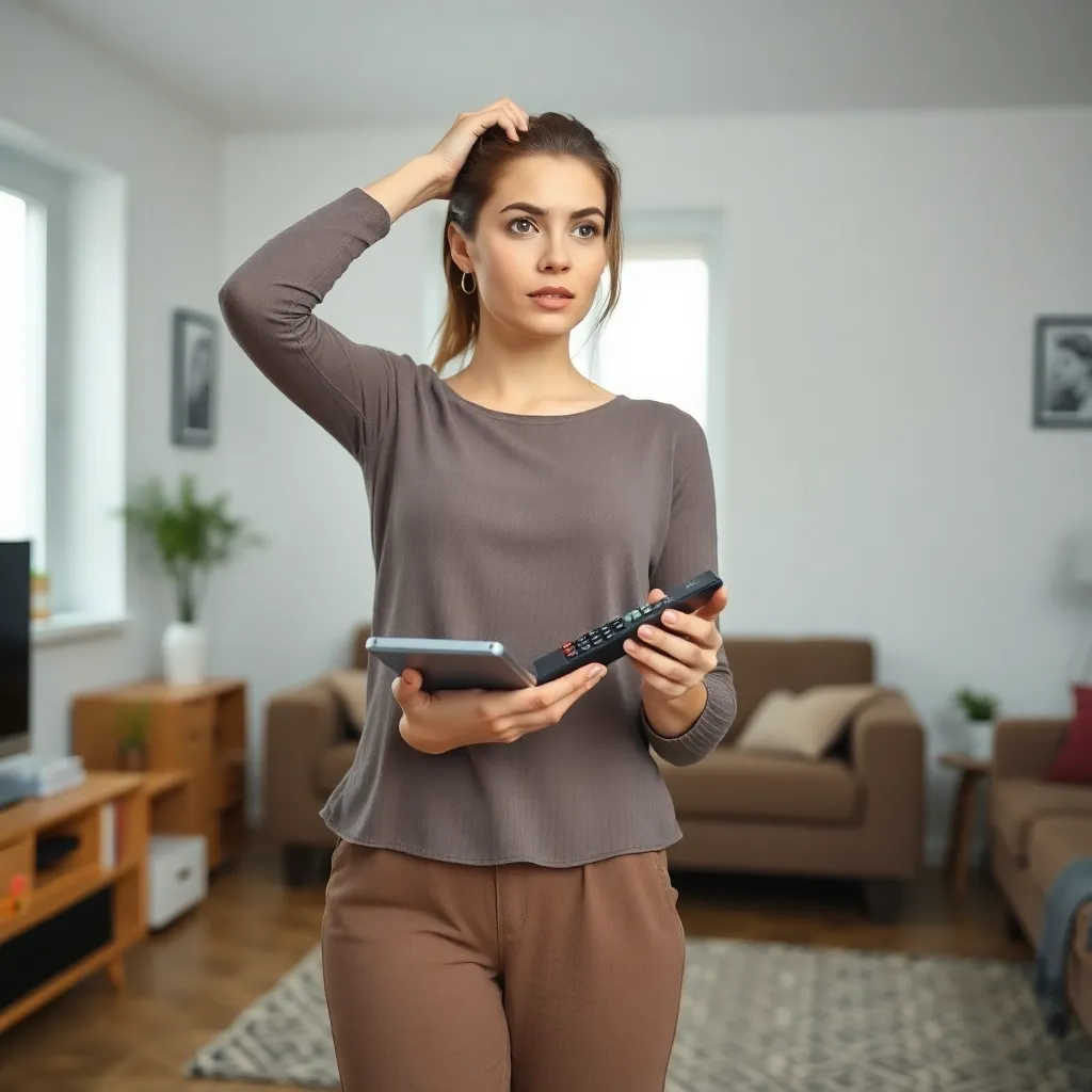 На фото продавщица квартиры, которая думает на счет продаже непродающейся квартиры в рассрочку.