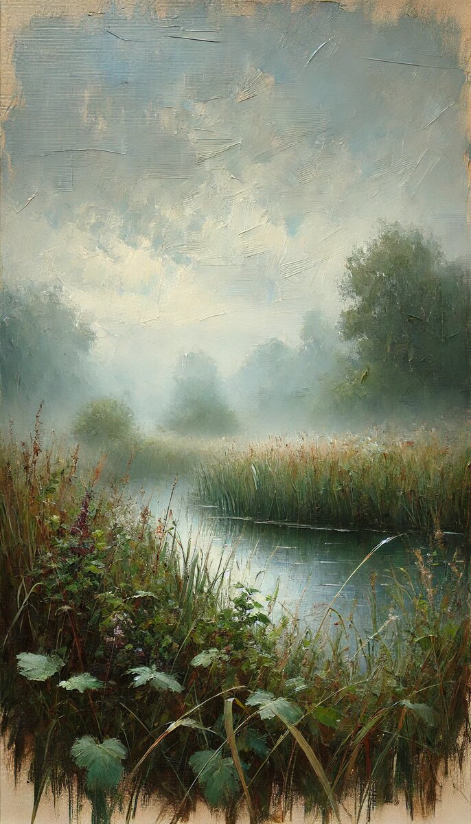 Затон в молочной дымке