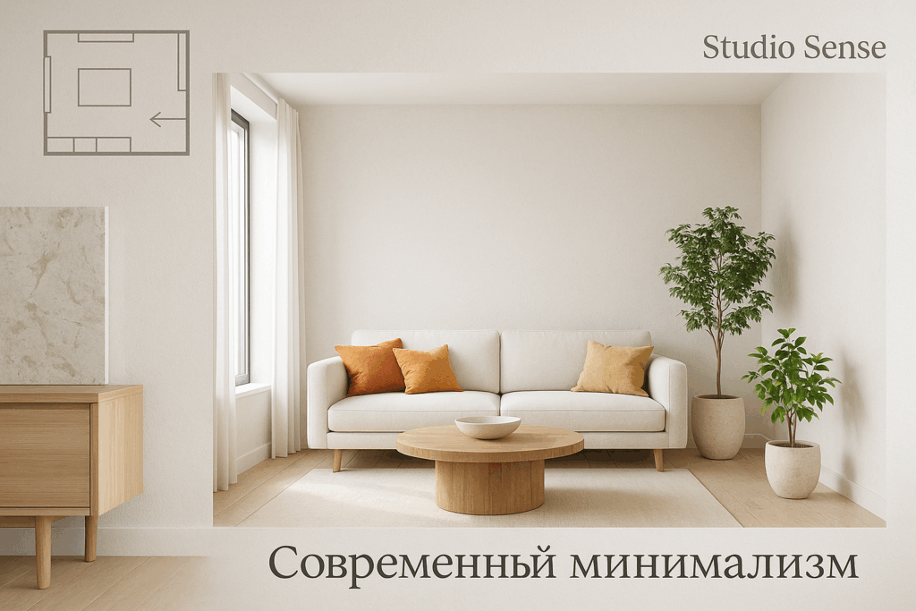    Дизайн белоснежной гостиной в стиле минимализма Keri