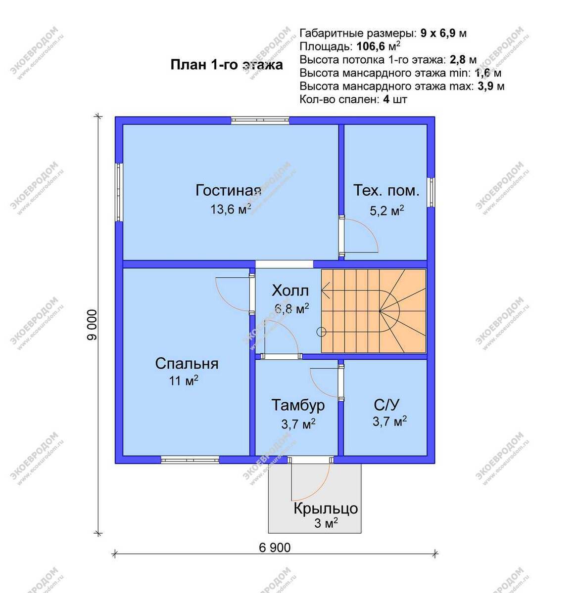 Планировка 1-го этажа