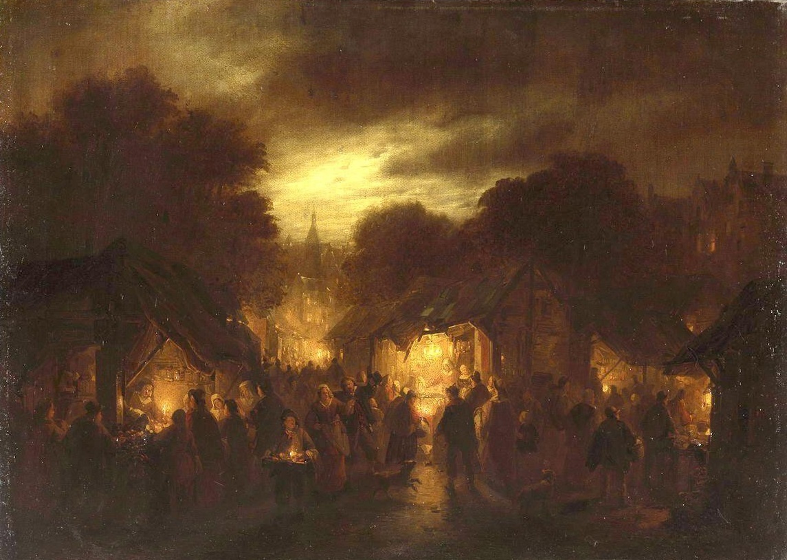 Георг Гаанен. Ярмарка ночью. XIX век.