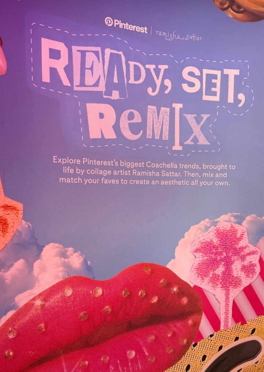 Концепция: «Живой Pinterest-коллаж»
Павильон воссоздавал ощущение погружения в гигантскую интерактивную доску Pinterest. Посетители могли:

Примерять AR-образы в реальном времени через специальное приложение — например, превратиться в «стереопанк-героя» с неоновыми деталями или «эфирное создание» с прозрачными крыльями 711.

Стать частью арт-объекта: их фотографии автоматически добавлялись в цифровой коллаж, который проецировался на стены павильона, создавая динамичную мозаику из образов гостей