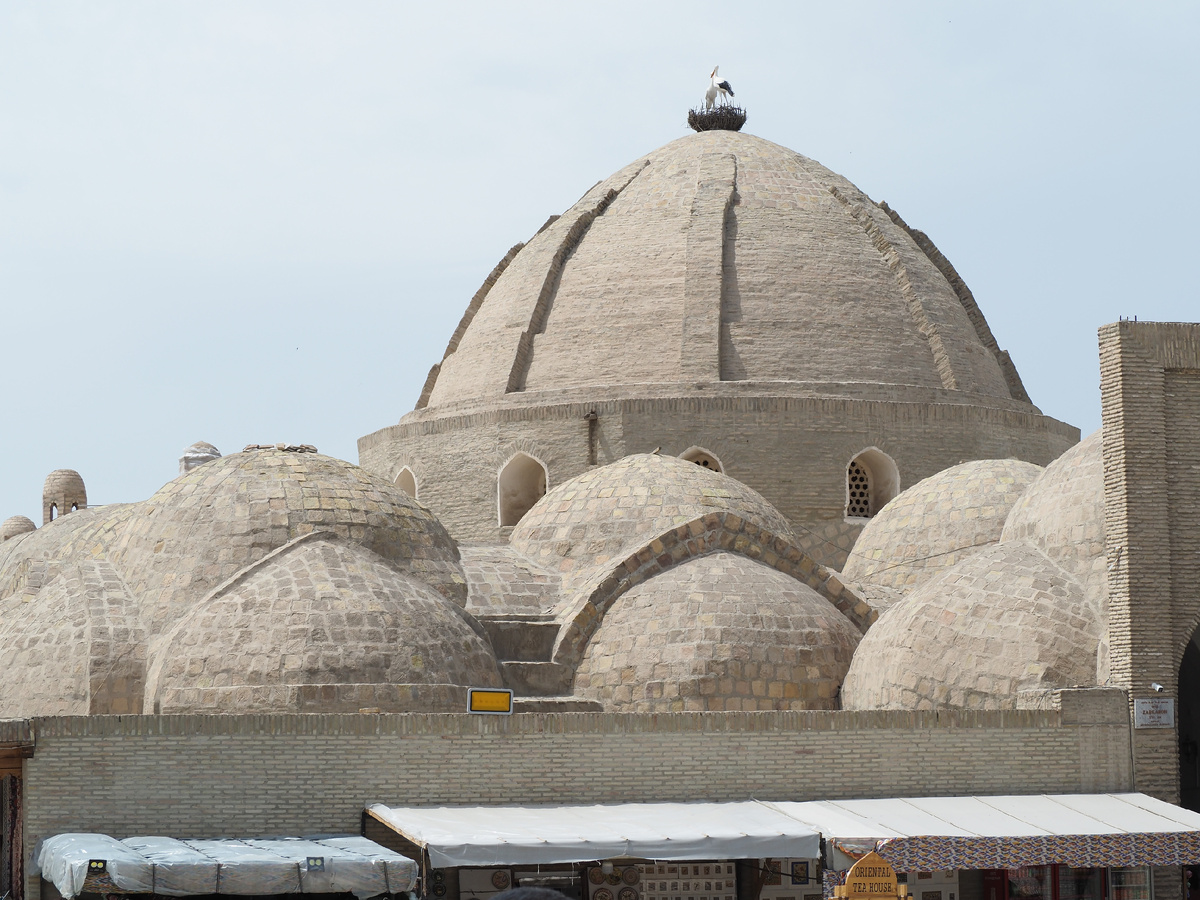 Купола крытого базара Токи Заргарон в историческом центре Бухары