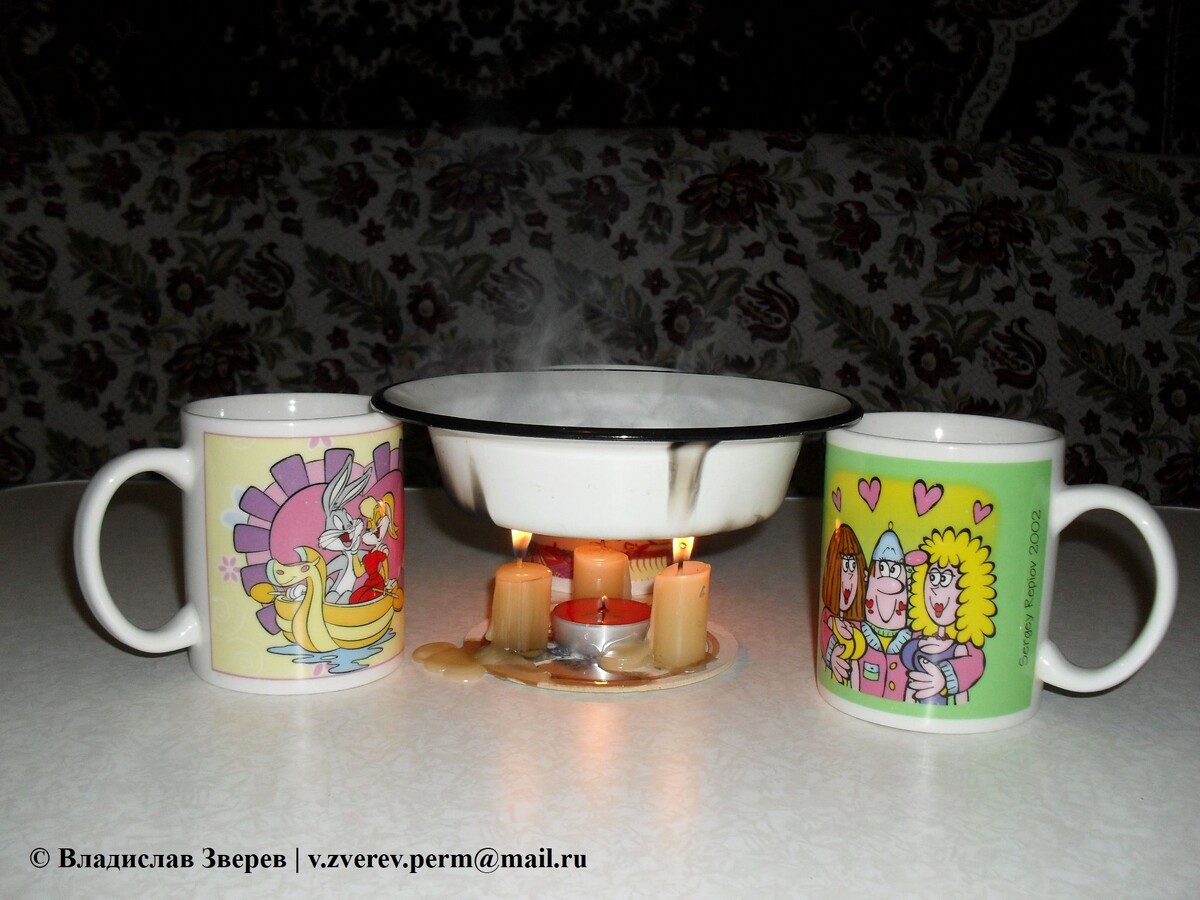 Фото 1. Приготовление пищи с помощью свечей.