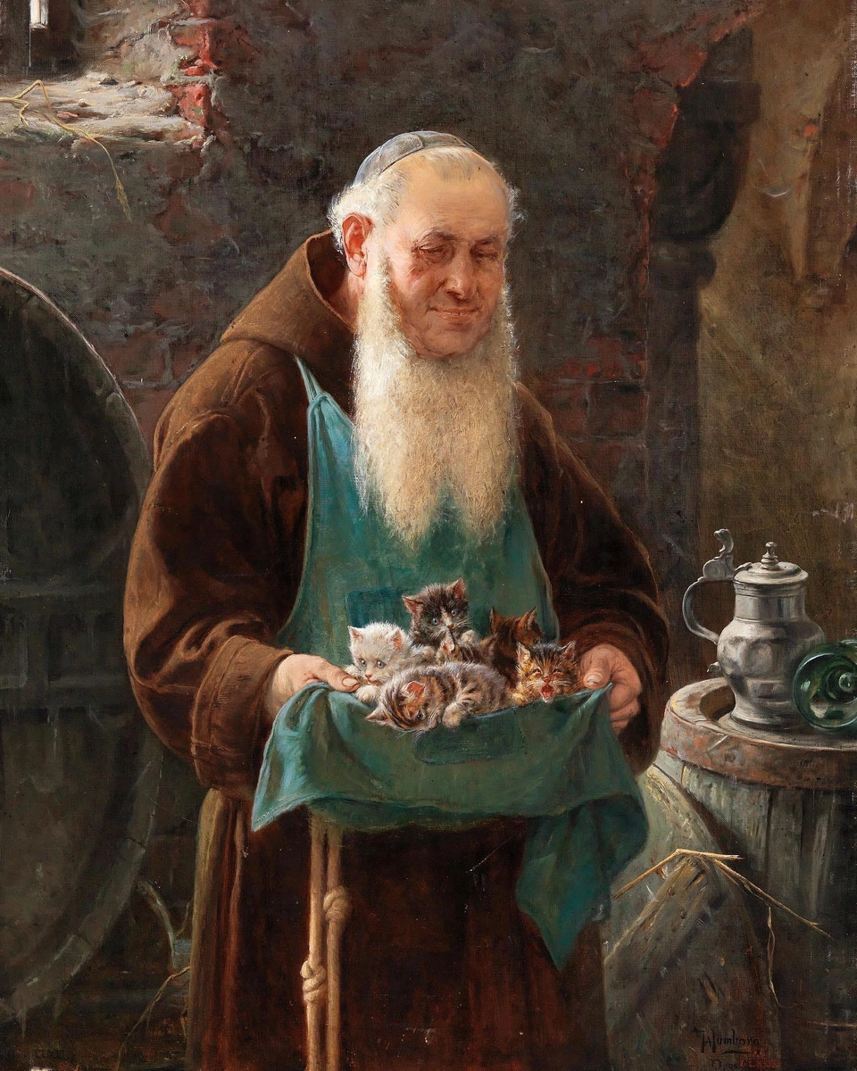 Адольф Хамборг. «Прибавление в монастыре».  Холст, масло. 