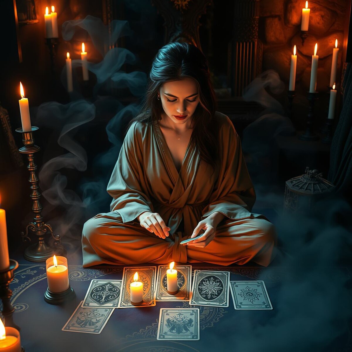 Гадание на картах. Иллюстрация сгенерирована нейросетью