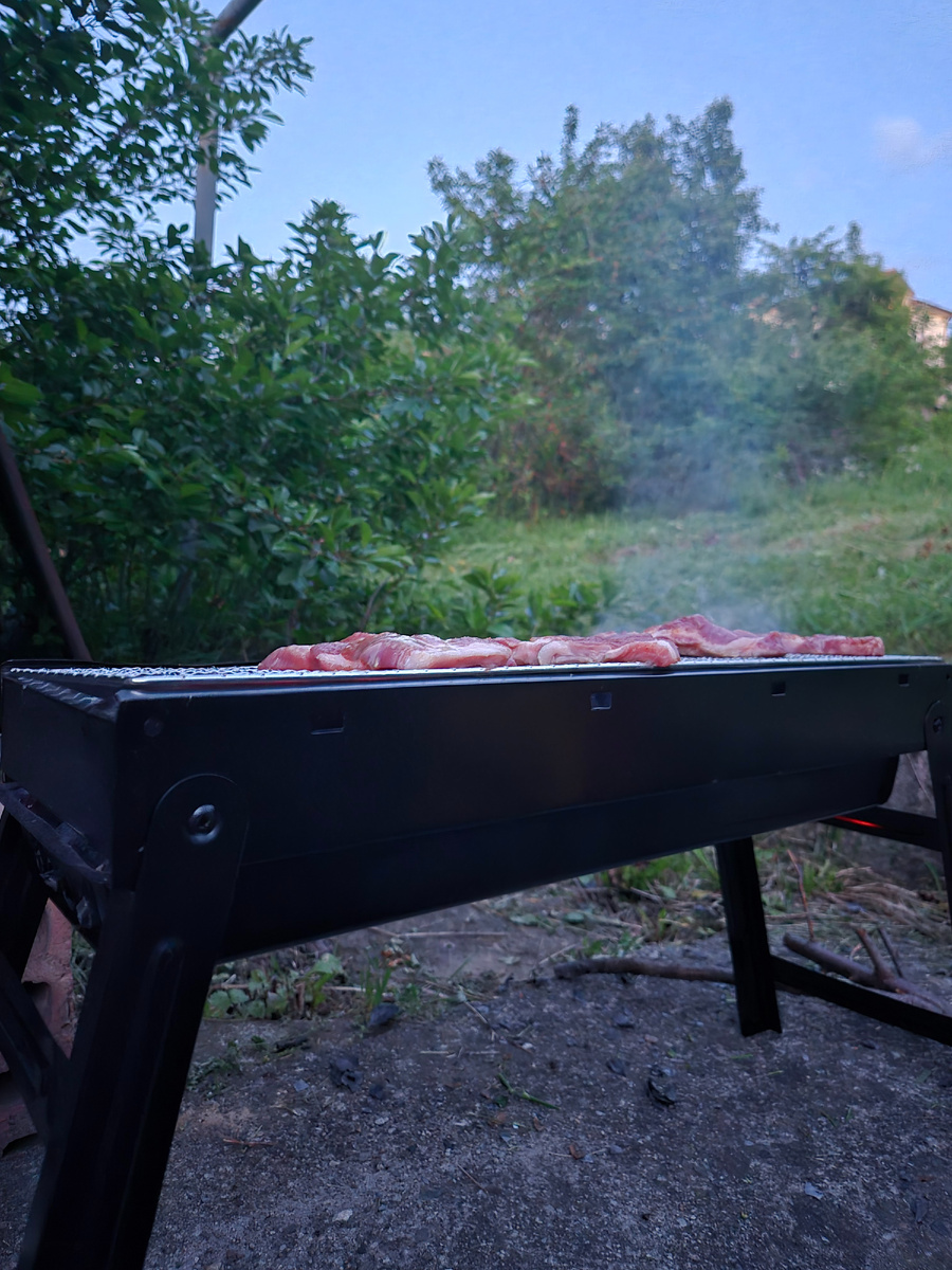 Дачная красота! Тут не совсем шашлыки, но и они следом были. А ещё рыбка, мням.