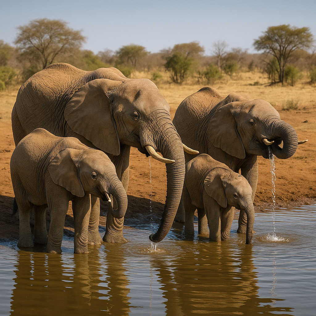 Слоны отлично помнят все места для водопоя. 
