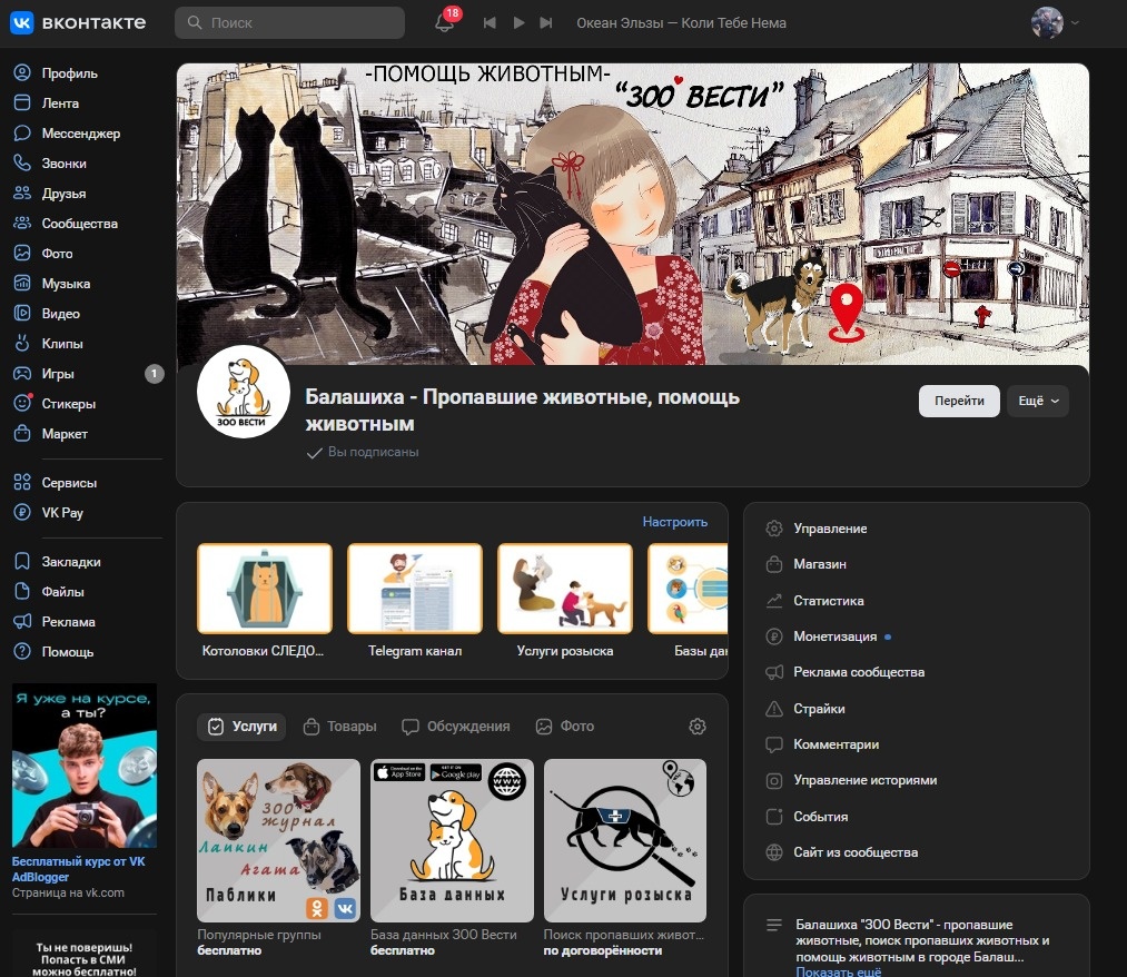 Балашиха: пропавшие животные и помощь животным в городе Балашиха