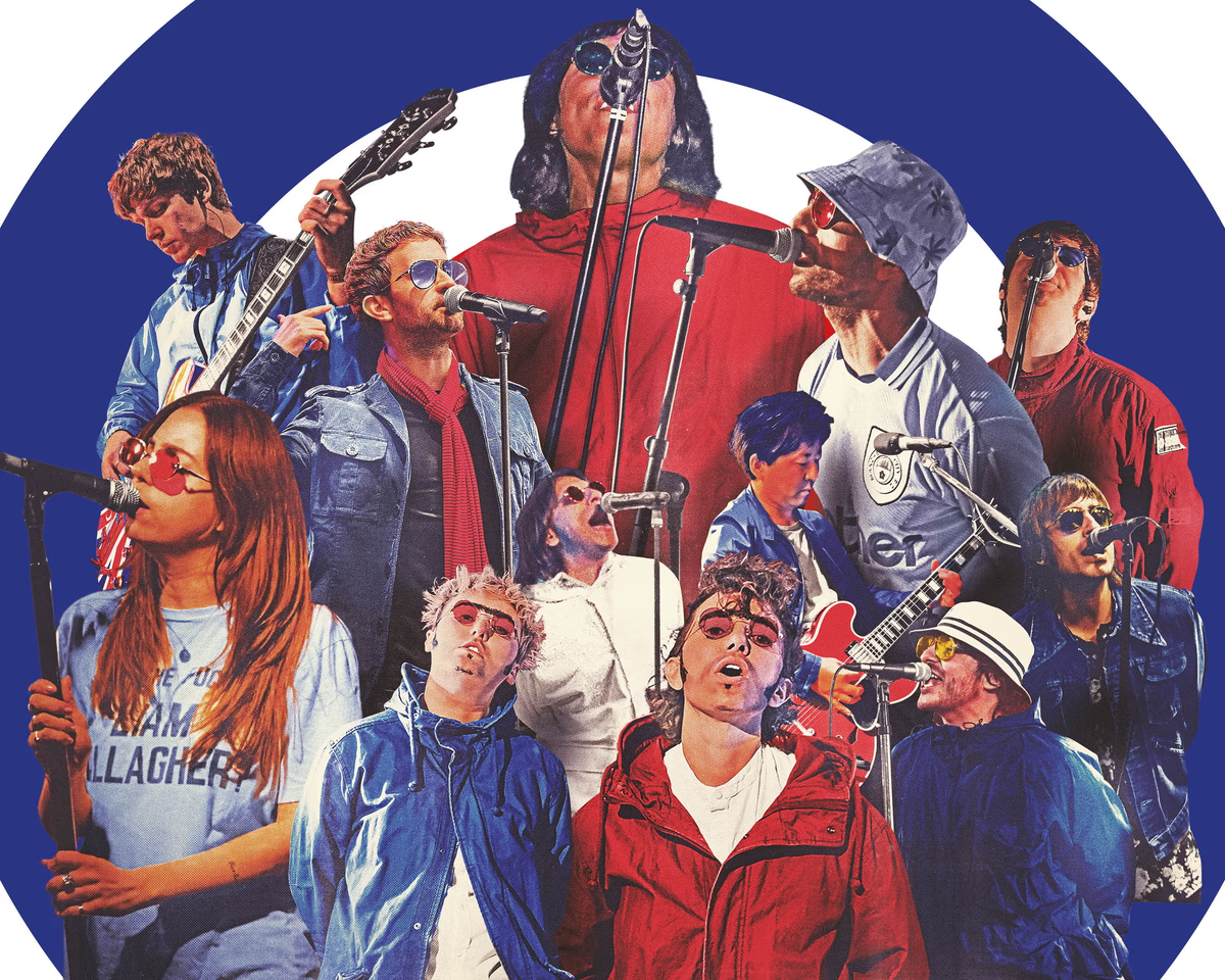 Fakermakers... (По часовой стрелке сверху) MagicPie, Oasisrael, Boys in the Bubble, Oesis, Maine Road, O.Asis, Oasus, Oasissy, Parklife, Faux-Asis, Noasis. Иллюстрация: The Sporting Press/The Guardian