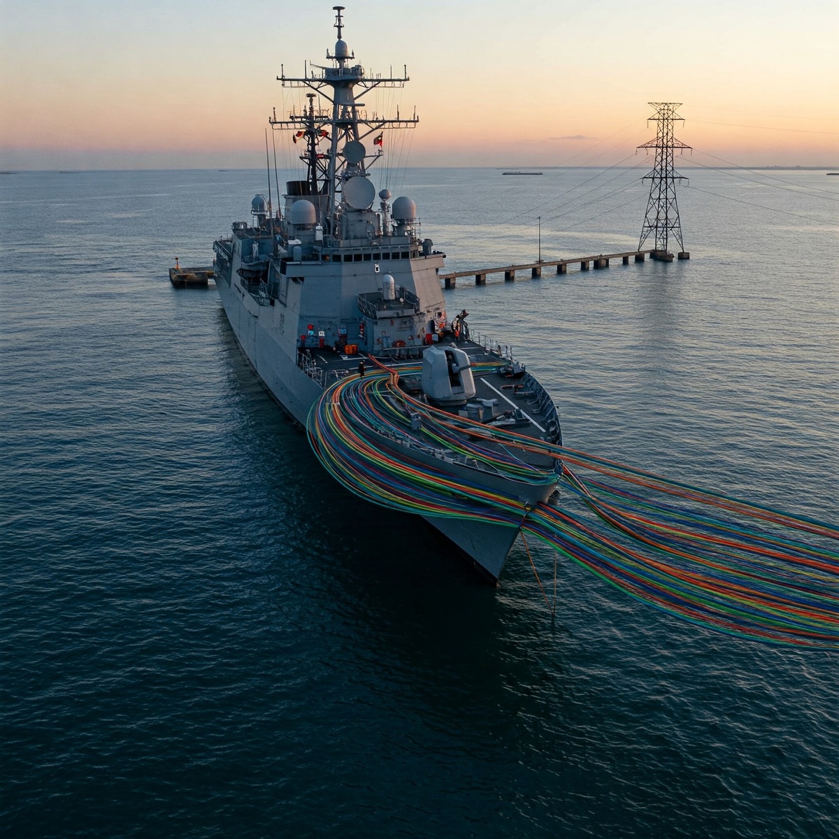 Судно для испытания рельсотрона в представлении нейросети