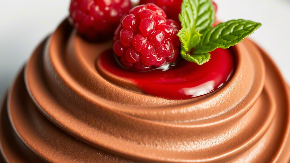 Шоколадный мусс с малиновым соусом